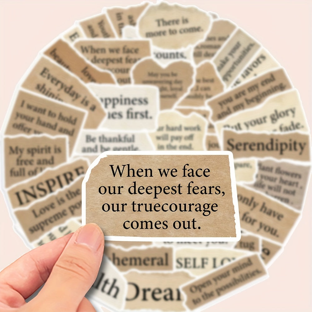 50pcs Inspirational Poetry Stickers for Journals Laptops Guitars - Vinyl Decals