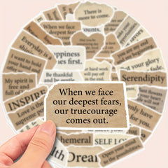 50pcs Inspirational Poetry Stickers for Journals Laptops Guitars - Vinyl Decals