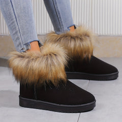 Women's Non-Slip Thick Fluffy Snow Boots Winter Warm Medium Tube Shoes