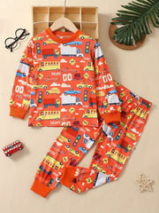 Boy's Car Print Long Sleeve Pajama Set