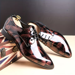 Men Pointed Toe Oxford Shoes Lace Up Dress Shoes For Wedding