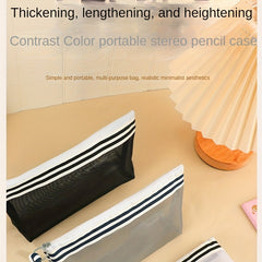 Thickened Mesh Handheld Pencil Case & Large Capacity Stationery Bag