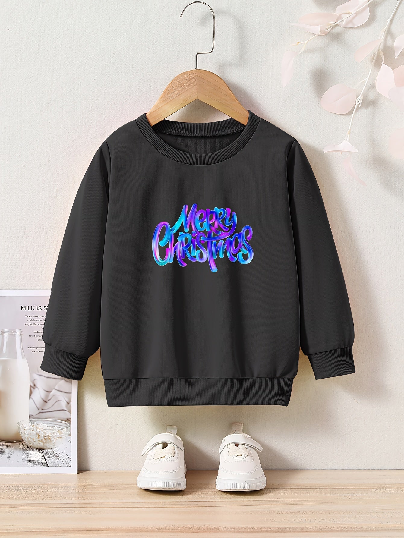 Comfy Xmas Print Sweatshirt Top Girls Gift Sports