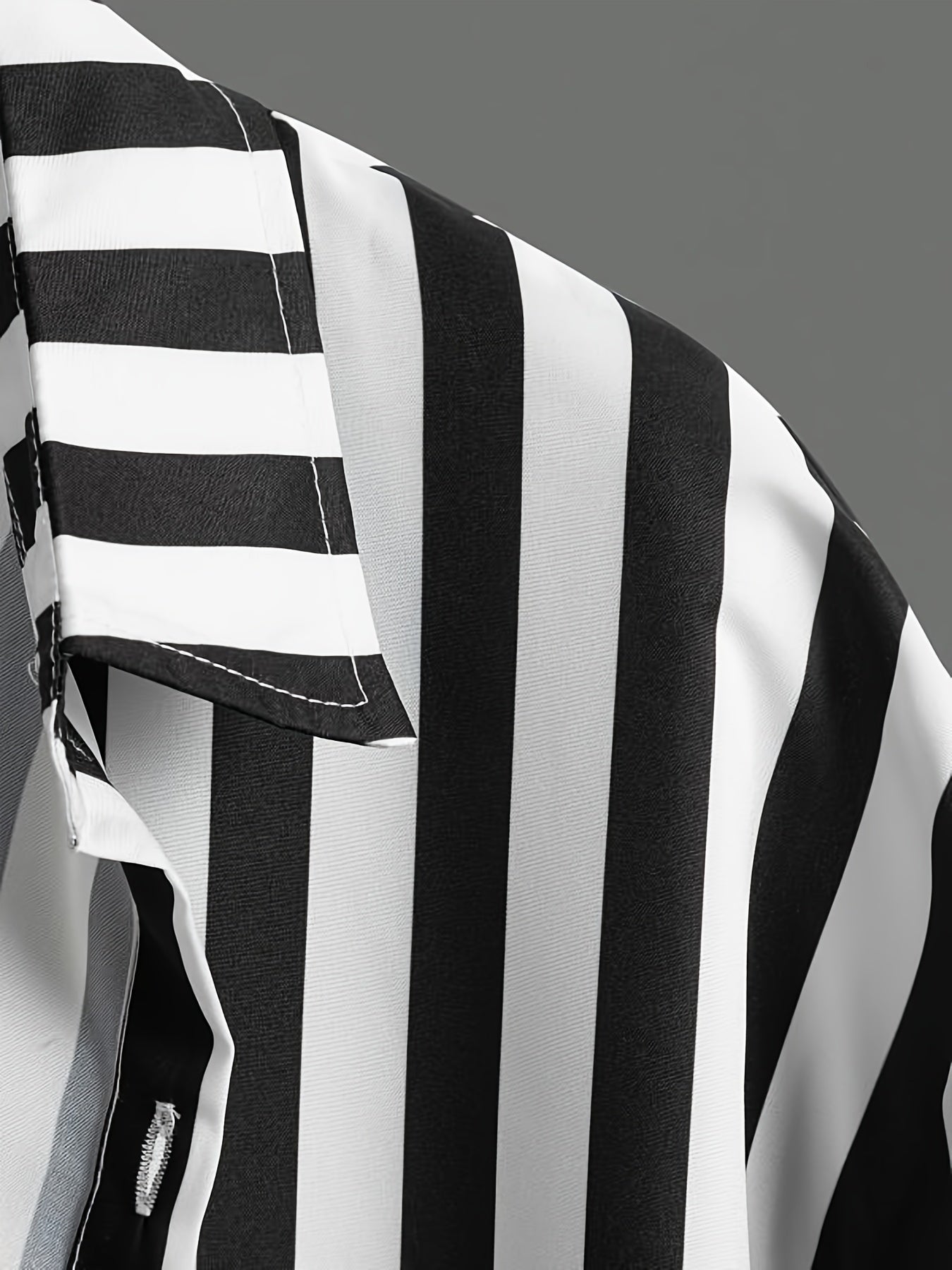 Striped Pattern Men's Short Sleeve Lapel Shirt