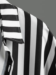 Striped Pattern Men's Short Sleeve Lapel Shirt