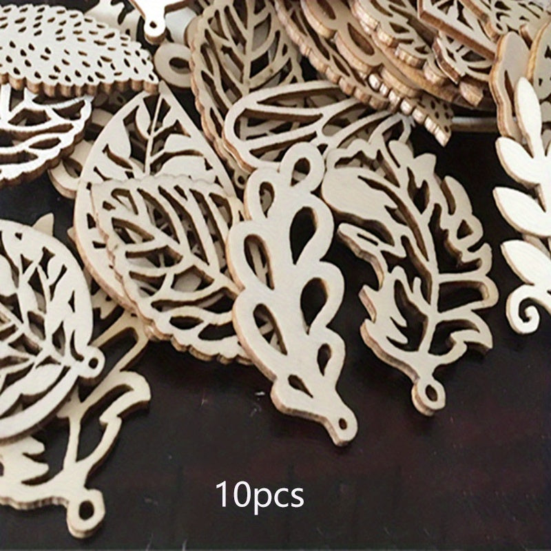 10pcs 2.4 DIY Wooden Leaf Chip Shapes for Painting Signature Decoration