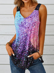 Gradient V Neck Tank Top Casual Loose Summer Stylish Tank Top