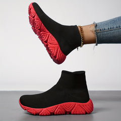 High Top Flying Woven Shoes Mesh Breathable Running Shoes