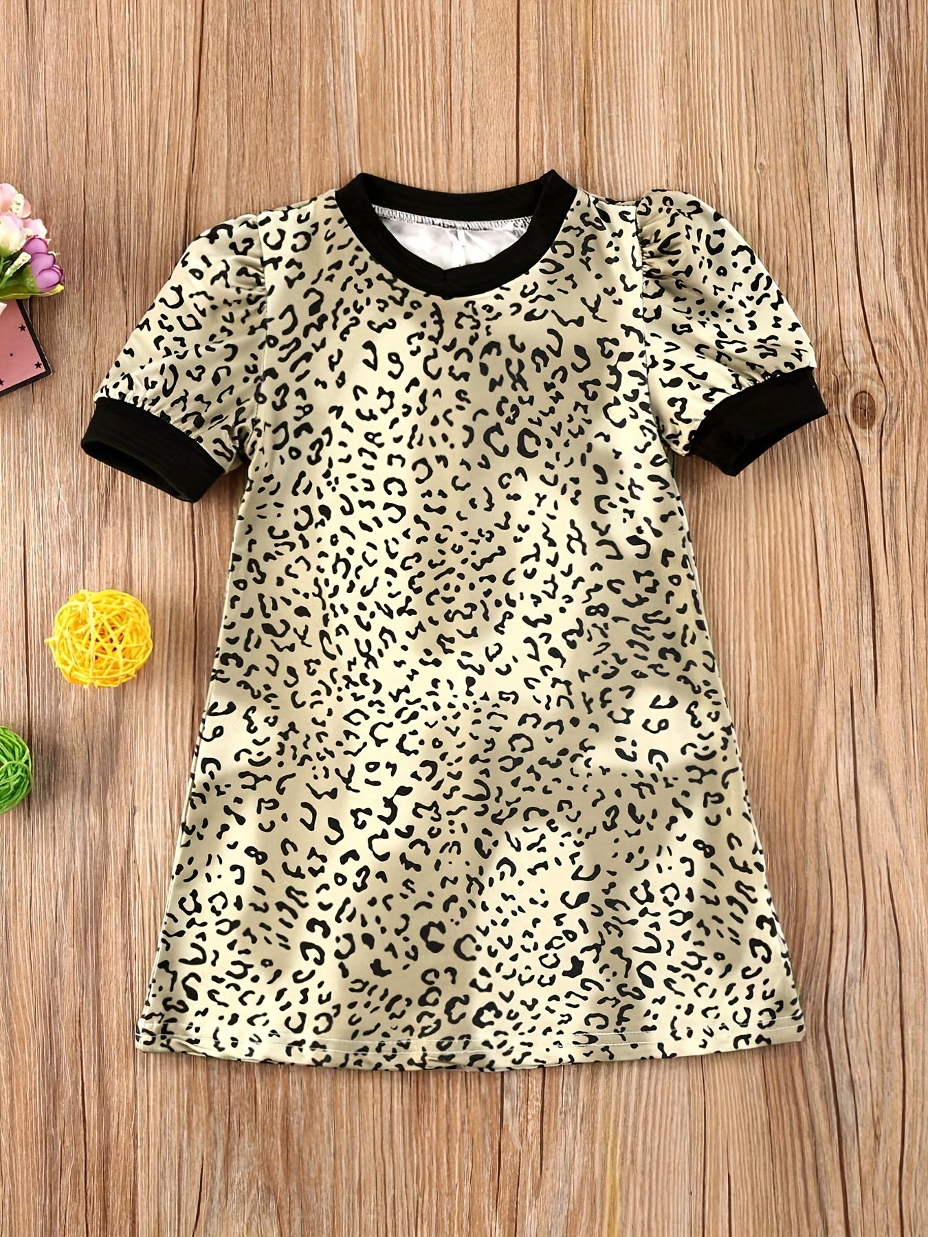 Baby Girls Leopard Print Dress Short Sleeve Summer Dresses