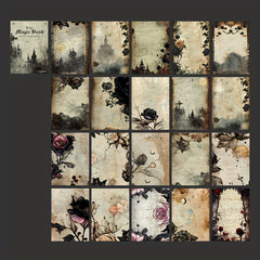 60pcs Retro Dark Castle Decorative Self Adhesive Collage Art Supplies