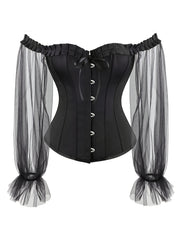 Off Shoulder Mesh Sleeve Overbust Corset Gothic Lace Bustier