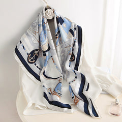 Printed Imitation Silk Scarf Muslim Bag Head Wrap Lightweight Neck Scarfs