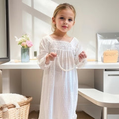 Girls Ruffle Trim Princess Dress Pajamas Kids Nightdress