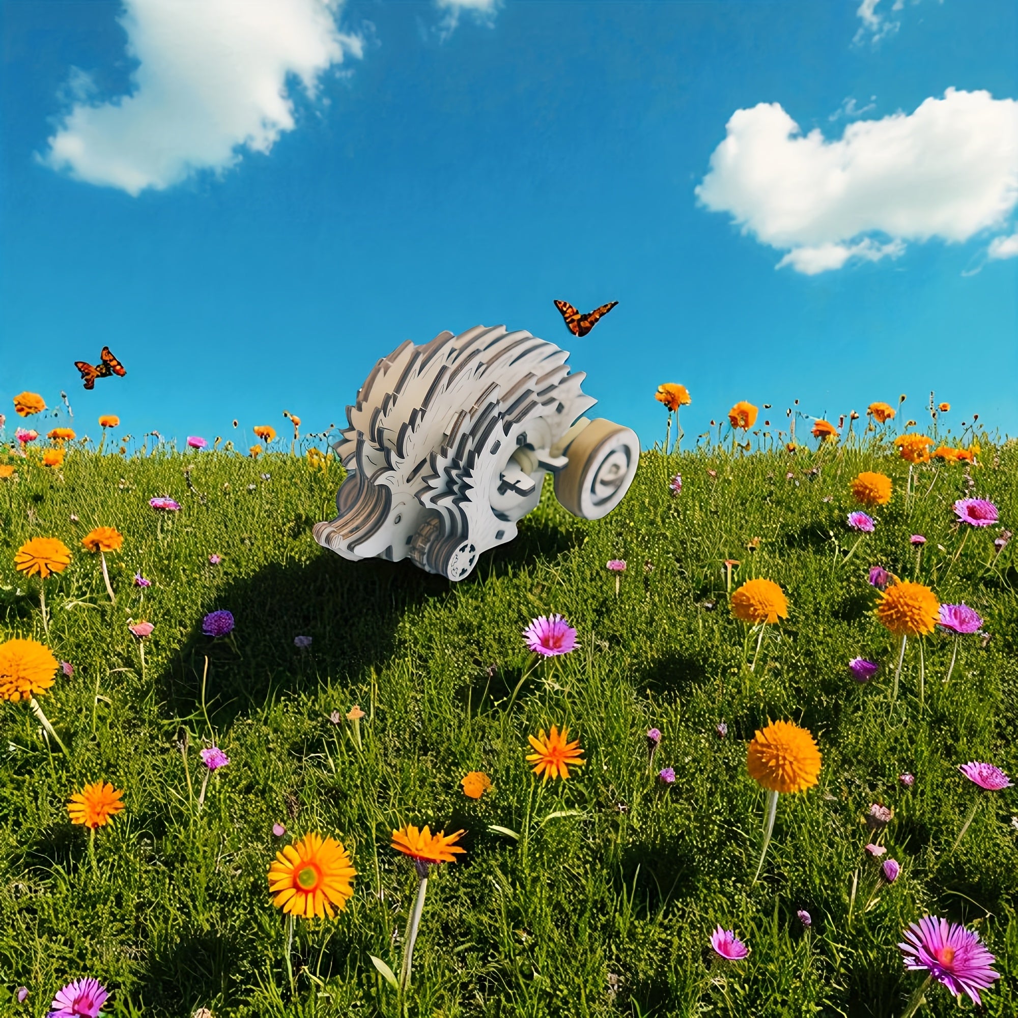 Self-Propelled Hedgehog 3D Wooden Puzzle Kit