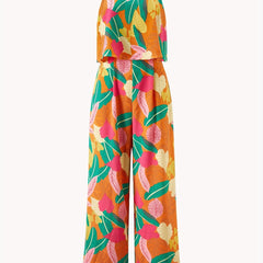 Tropical Print Wide Leg Jumpsuit Sleeveless