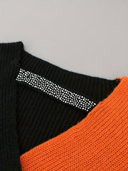 Casual Sweater Women's Plus Colorblock Long Sleeve
