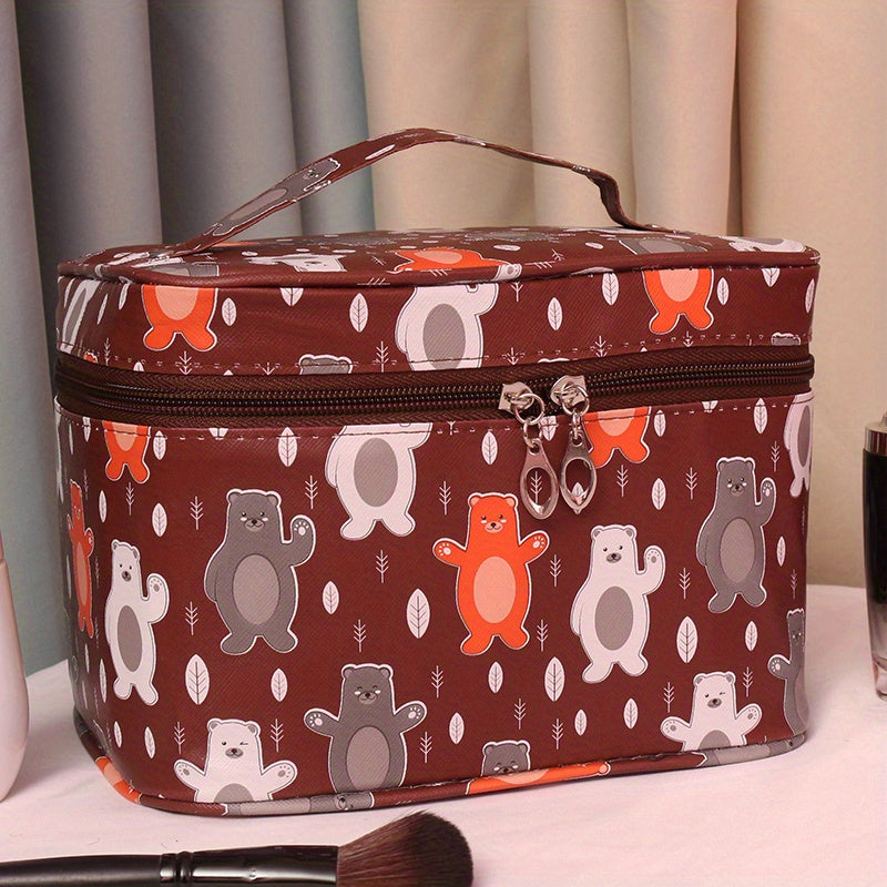 Large Capacity Makeup Bag With Handle Cartoon Travel Portable Toiletry Bag