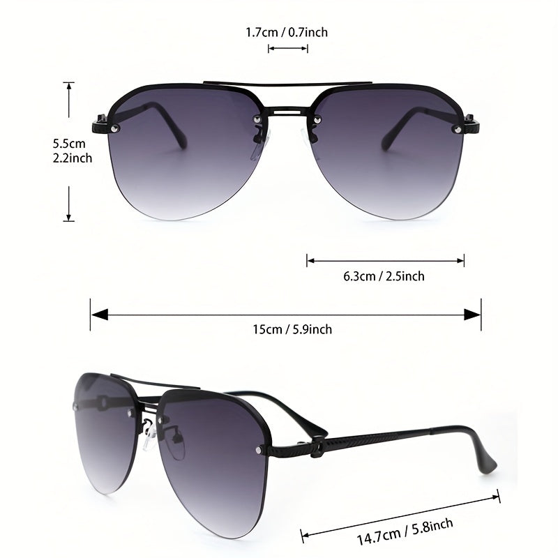 Gradient Metal Round Aviator Sunglasses