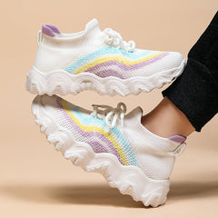 Girl's Knit Running Shoes Slip On Comfy Sneakers Anti skid Breathable
