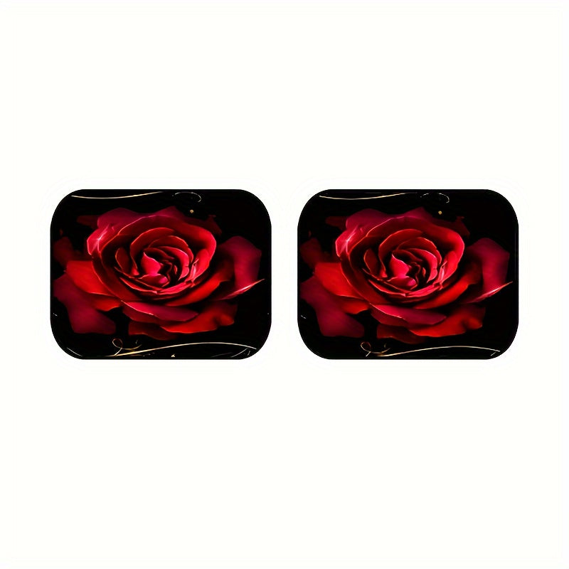 Red Rose Pattern Car Floor Mats - Set of 4
