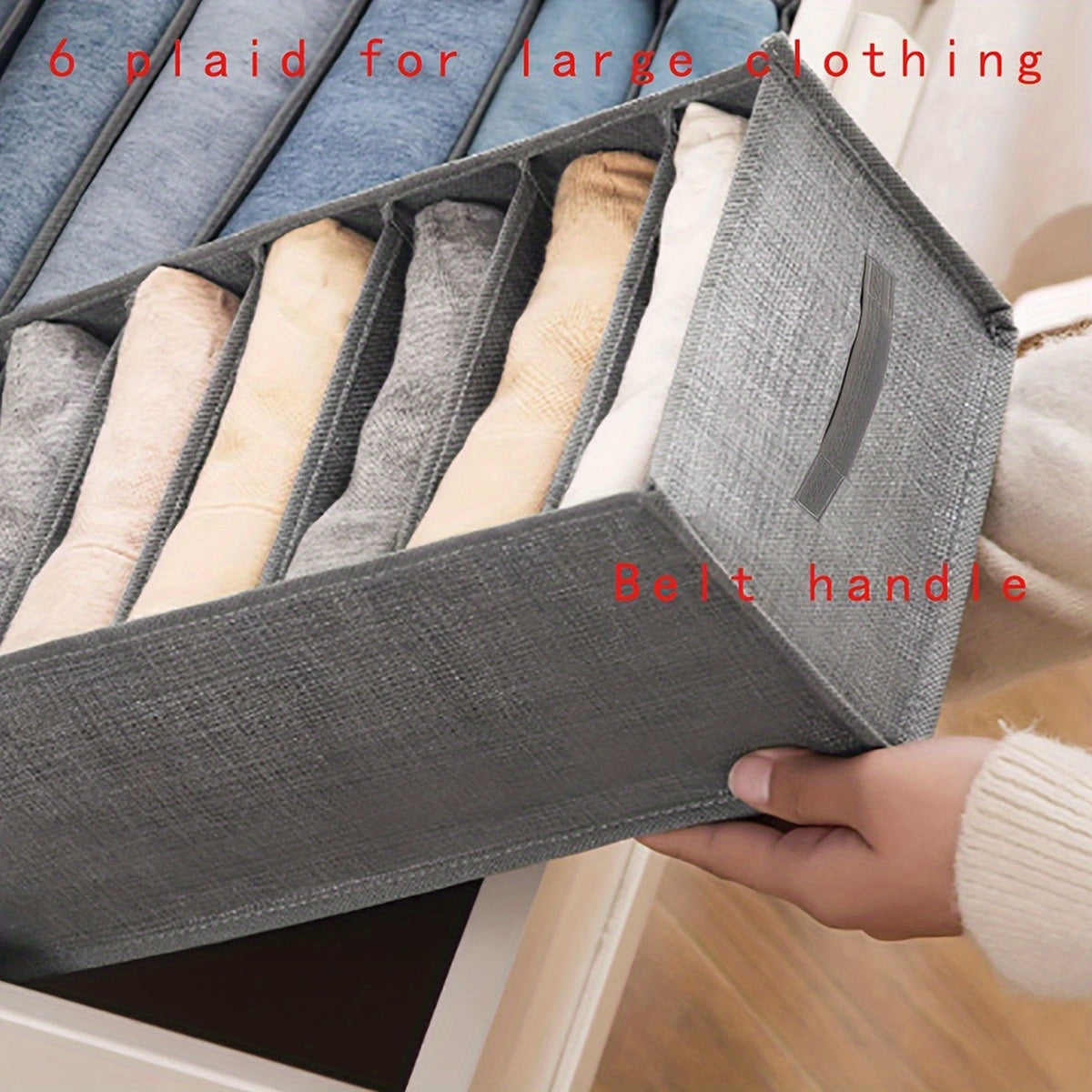 1 Pc Gray Clothes Storage Box Organizer With Grids Wardrobe Container