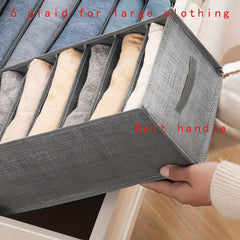 1 Pc Gray Clothes Storage Box Organizer With Grids Wardrobe Container