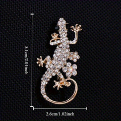 Rhinestone Lizard Brooch w/ Tassel Inlaid Faux Gemstone Accessory Sparkles