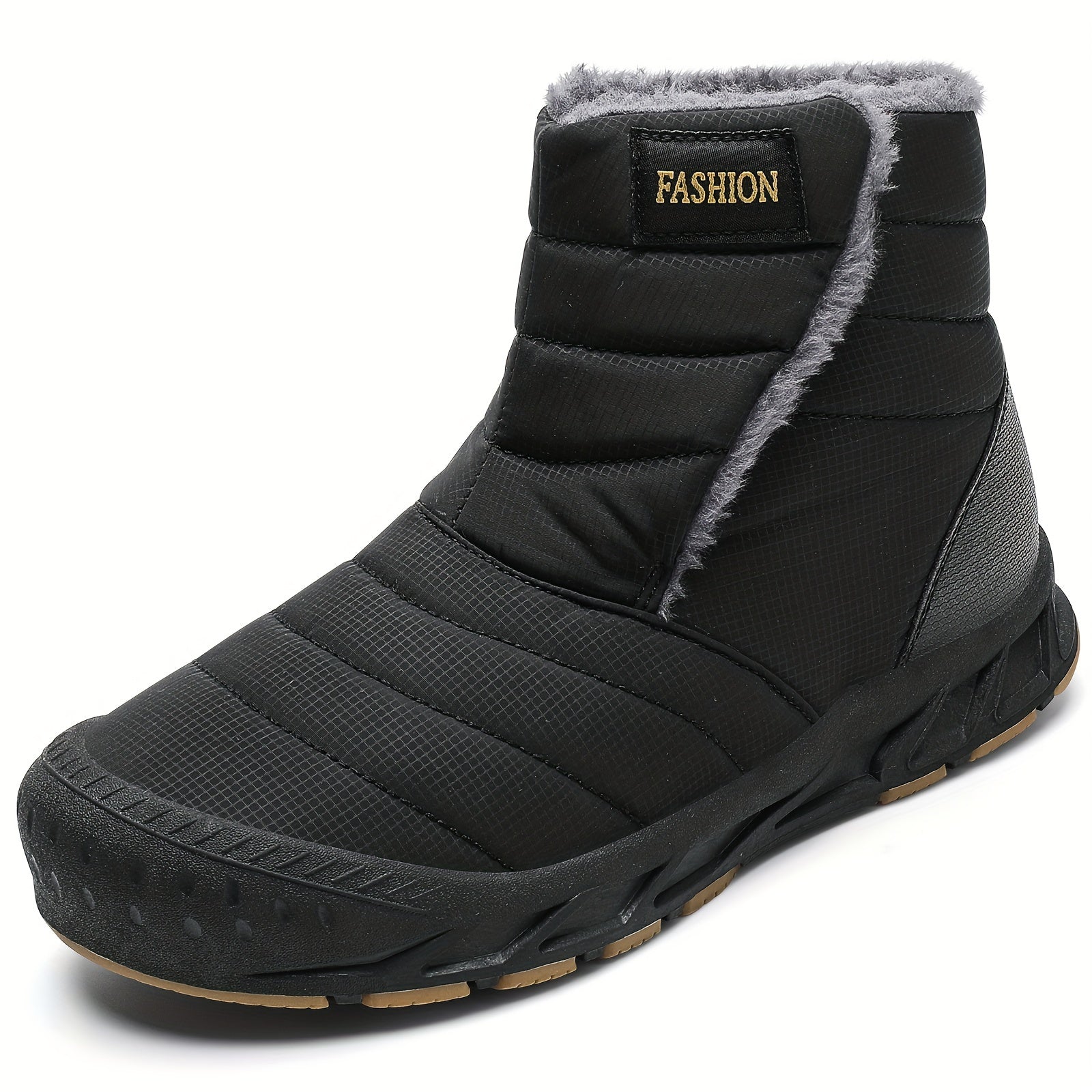Men's Winter Snow Boots Slip On Outdoor Water Resistant Boot Warm Faux Fur Lined