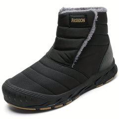 Men's Winter Snow Boots Slip On Outdoor Water Resistant Boot Warm Faux Fur Lined