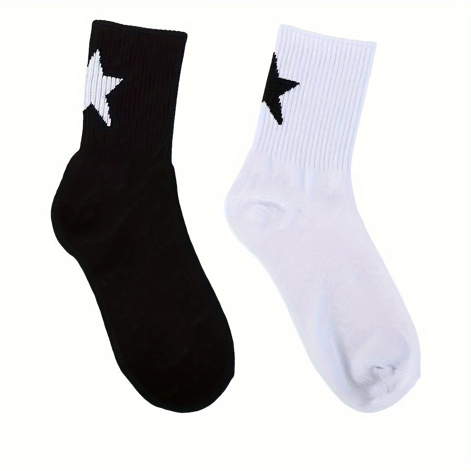 Star Print Socks: Comfy Mid Tube Women's Stockings