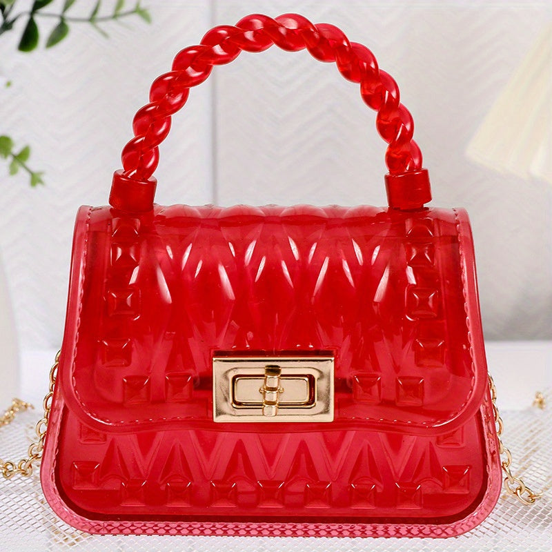Girls Transparent Jelly Crossbody Bag Waterproof Tote Handbag