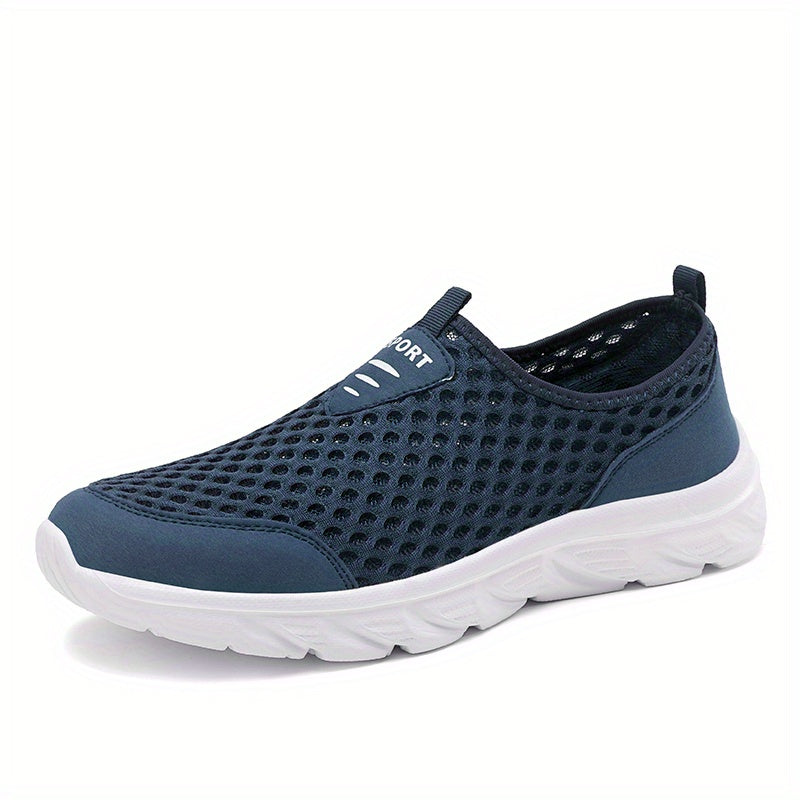 Men's Slip On Sneakers Breathable Hollow Outdoor Walking Shoes