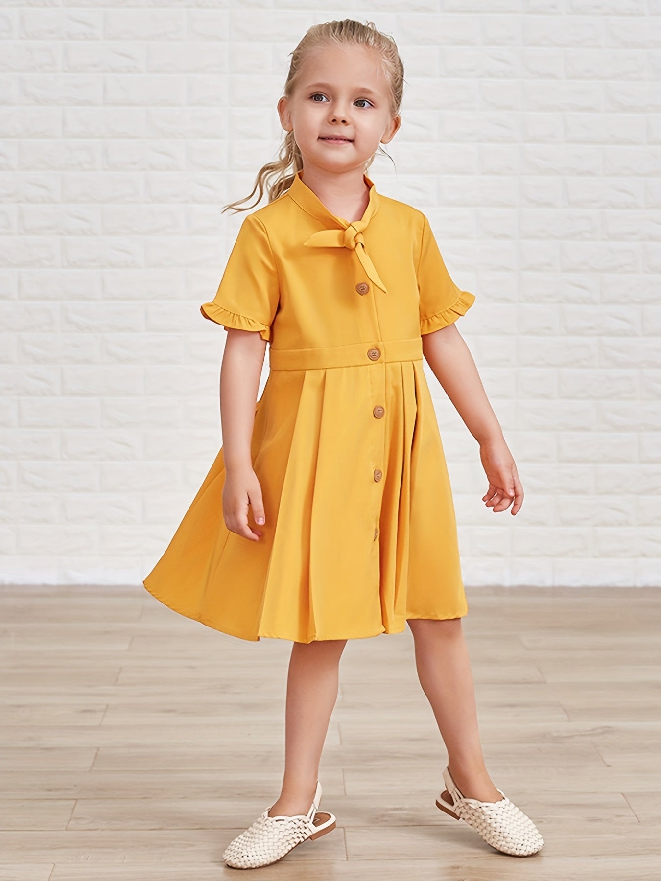 Toddler Girls Button Casual Shirt Dress Kids Summer Clothes