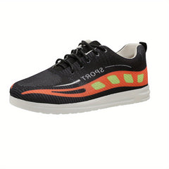 Women's Geometric Pattern Sneakers Lace Up Low Top Knit Mesh Shoes