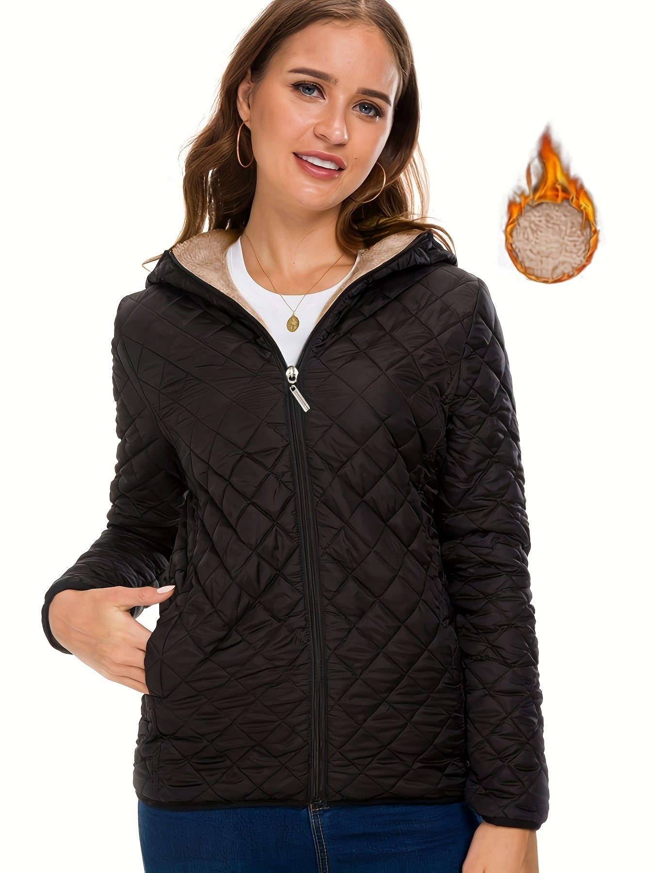 Fleece Quilted Jacket Women's Casual Sports Warm Jacket
