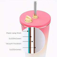 590ml Stainless Steel Coffee Cup Leakproof Water Bottle Outdoor Sports Yoga Gym