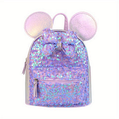 Kids Mouse Ear Sequin Butterfly Knot Backpack For Girls Boys