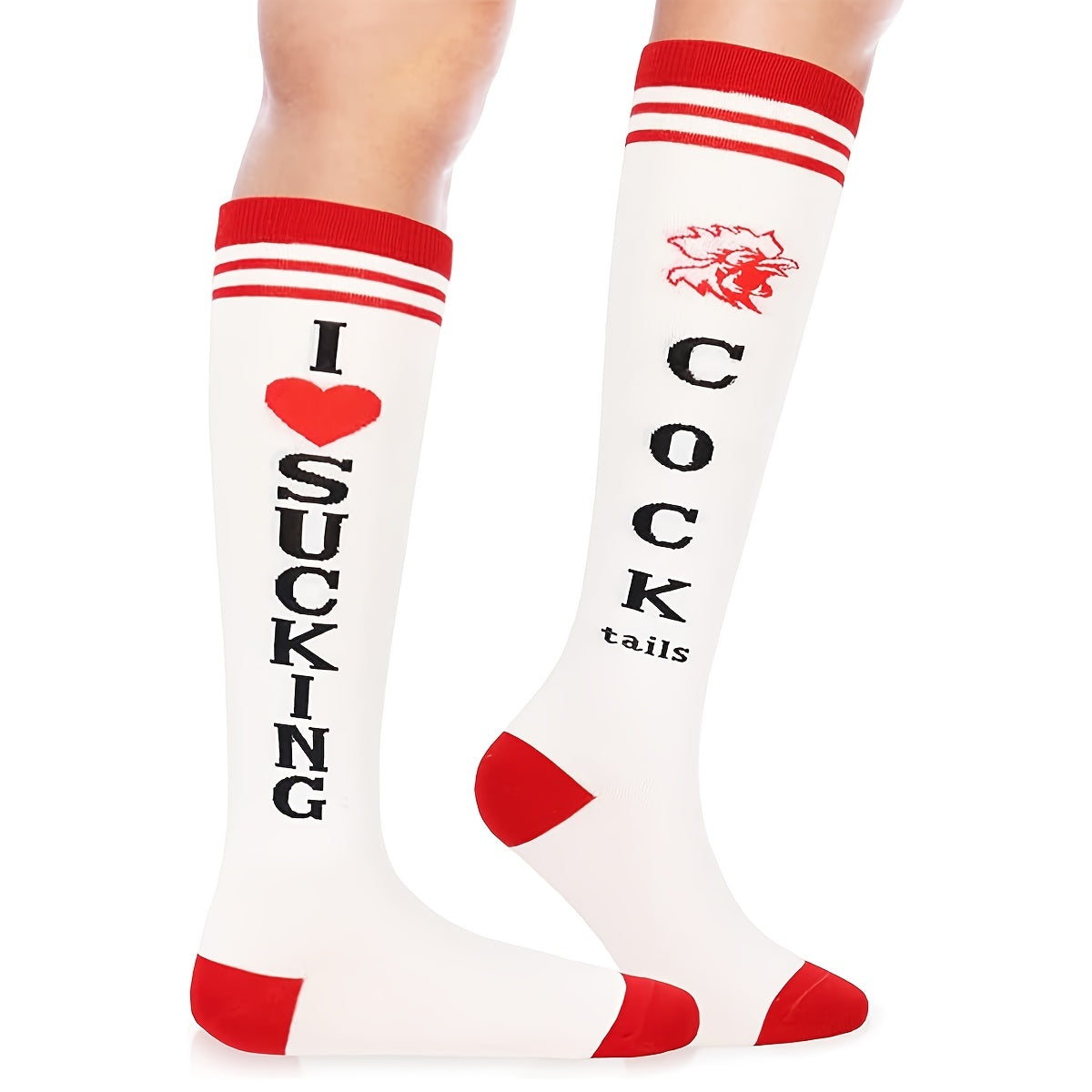 2 Pairs Men's Funny Non Slip Graphic Mid Calf Socks Autumn Winter Daily Wear