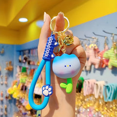 Cartoon Resin Tulip Keychain Doll Keyring Small Ornament For Car Bag