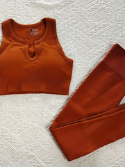 Women's Solid Yoga Set Sleeveless Sports Bra & Leggings