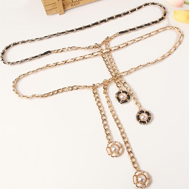 Women's Pearl Pendant Waist Chain Dress Decorative Belt