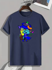 Cartoon Graffiti Print Men's Graphic T-shirt for Summer