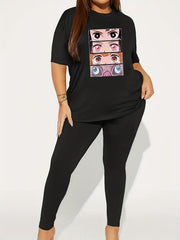 Women's Plus Eye Print Tee & Leggings Set