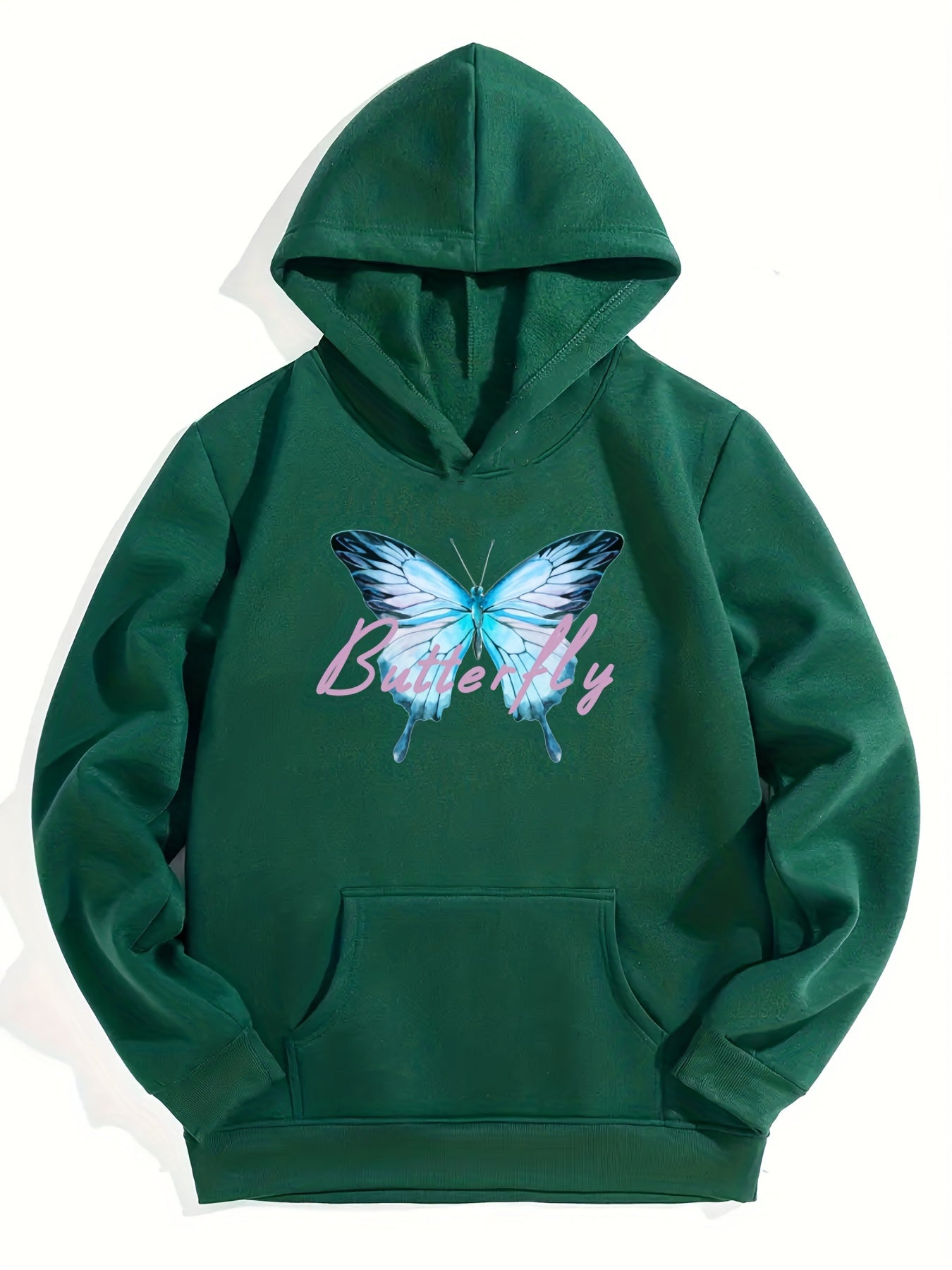 Girls Butterfly Print Hooded Sweatshirt Top Youth Girls' Long Sleeve Hoodie