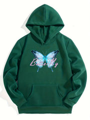 Girls Butterfly Print Hooded Sweatshirt Top Youth Girls' Long Sleeve Hoodie