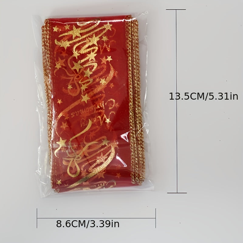 Red Printed Ribbon Christmas Tree Decoration Gift Wrapping Ribbon