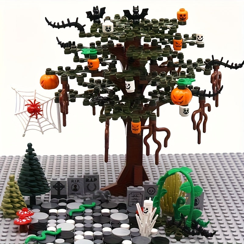 Halloween Building Blocks Set with Tomb Bat Spider & Pumpkin DIY Model Kit