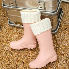 Waterproof High Boots Non Slip Faux Fur Lining Rain Boots