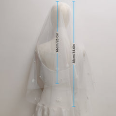 JOANSHRINE Double Layer Bridal Veil Vintage Floral Embellishment
