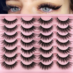 14 Pairs Cat Eye Lashes Natural Cross Faux Mink False Eyelashes